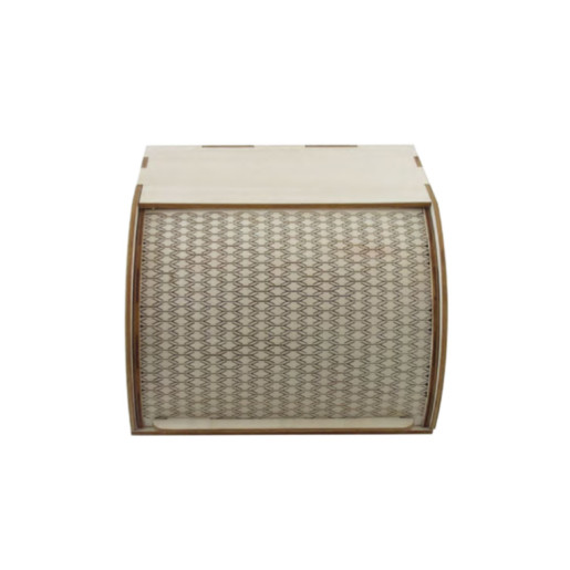 Mmini roll top breaWood Box in beech d 105x140x110